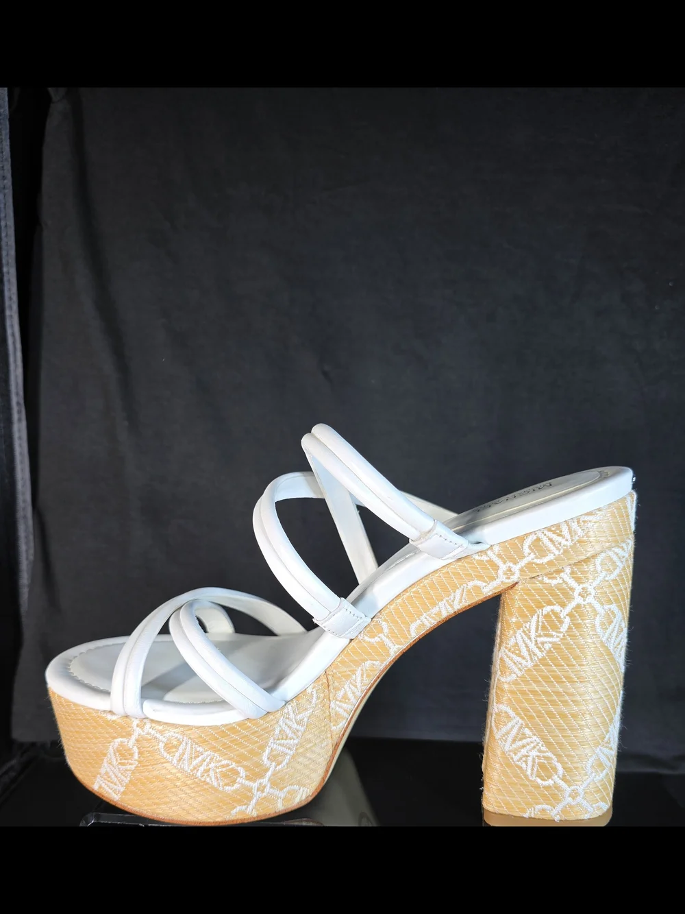 Michael Kors 'Corrine' White Strappy Signature Platform Sandals